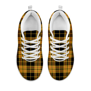 Black And Yellow Tartan Pattern Print White Running Shoes