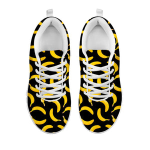 Black Banana Pattern Print White Running Shoes