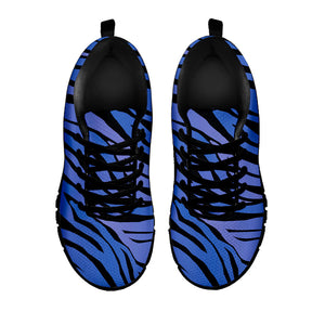 Black Blue Zebra Pattern Print Black Running Shoes