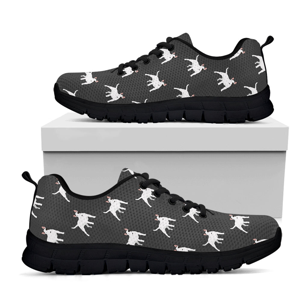 Black Bull Terrier Pattern Print Black Running Shoes