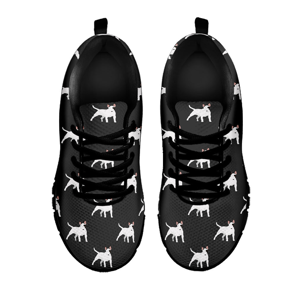 Black Bull Terrier Pattern Print Black Running Shoes