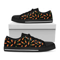 Black Carrot Pattern Print Black Low Top Sneakers