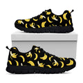 Black Cartoon Banana Pattern Print Black Running Shoes