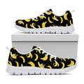 Black Cartoon Banana Pattern Print White Running Shoes