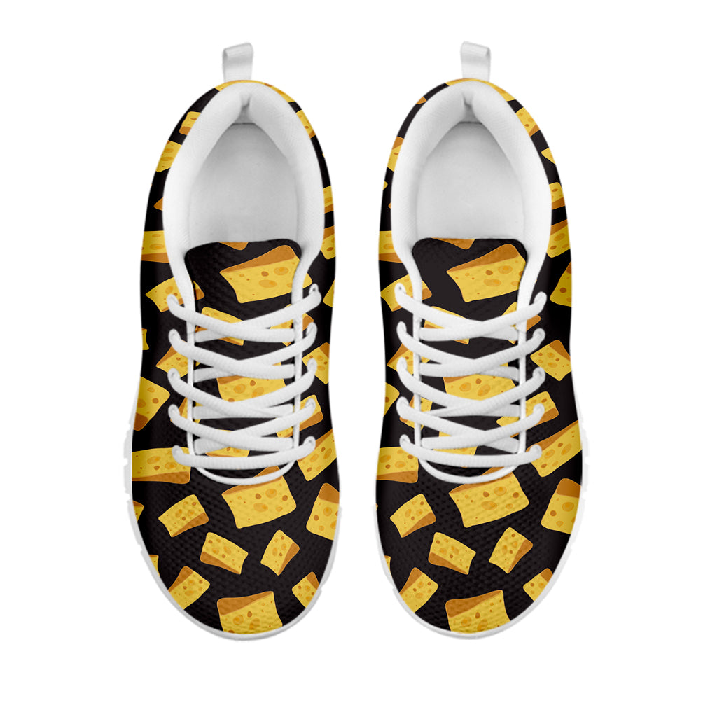 Black Cheese And Holes Pattern Print White Running Shoes