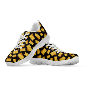 Black Cheese And Holes Pattern Print White Running Shoes