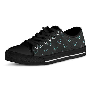 Black Cheshire Cat Pattern Print Black Low Top Sneakers