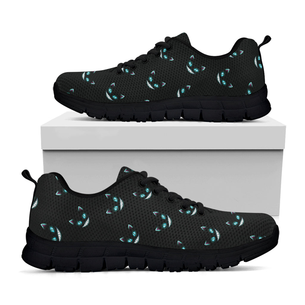 Black Cheshire Cat Pattern Print Black Running Shoes