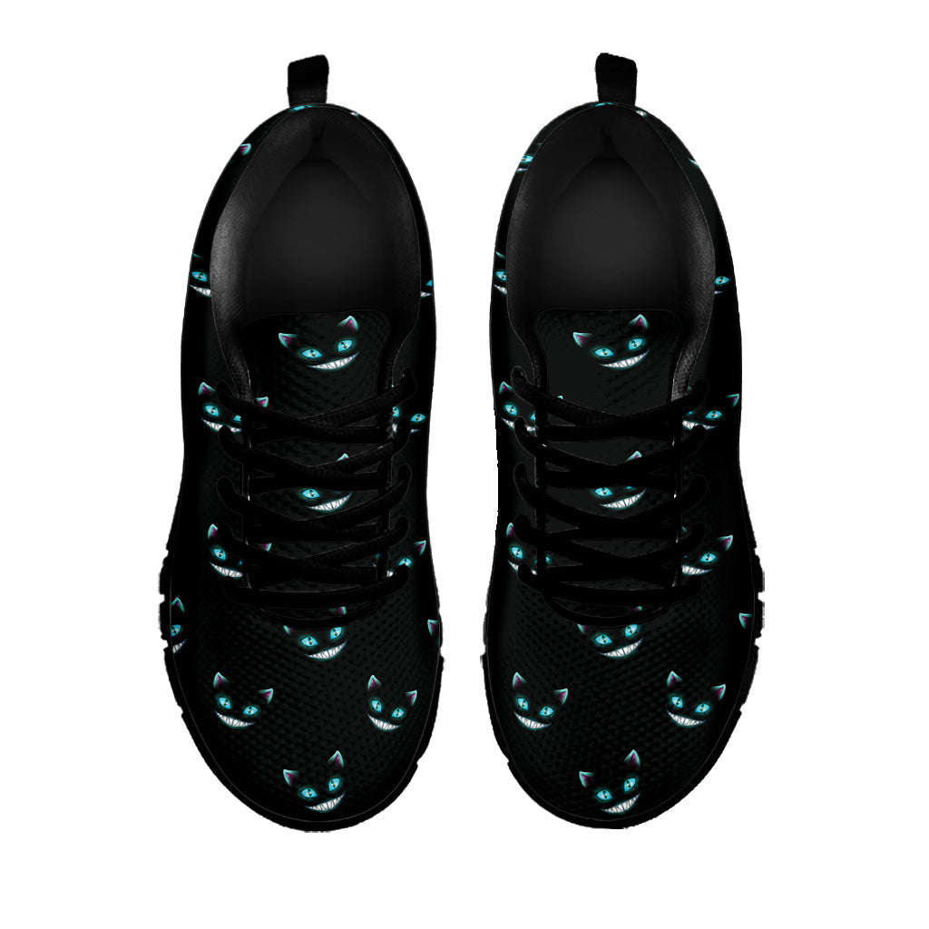 Black Cheshire Cat Pattern Print Black Running Shoes