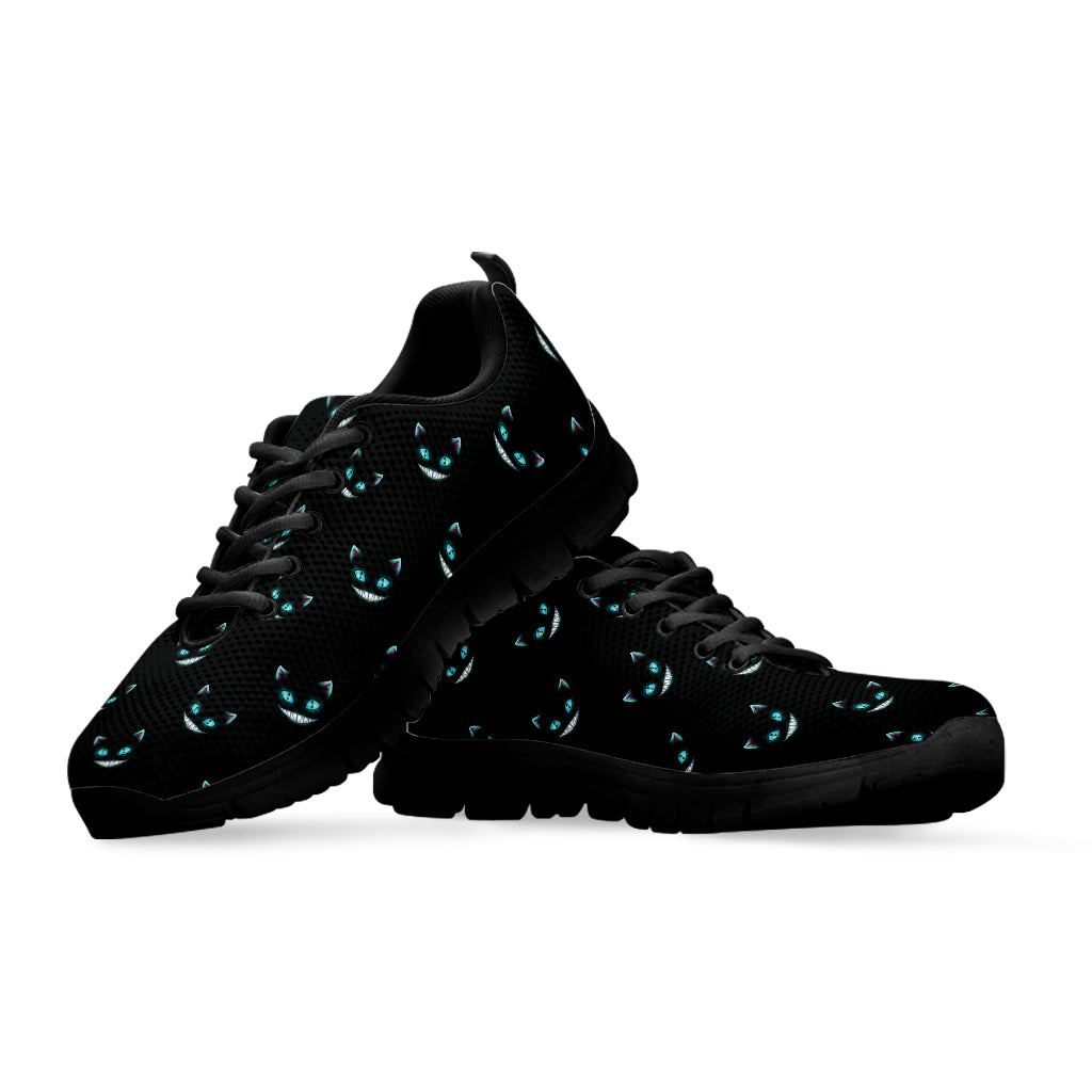 Black Cheshire Cat Pattern Print Black Running Shoes