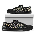 Black Daisy Floral Pattern Print Black Low Top Sneakers