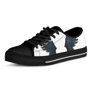 Black Demon Wings Print Black Low Top Sneakers