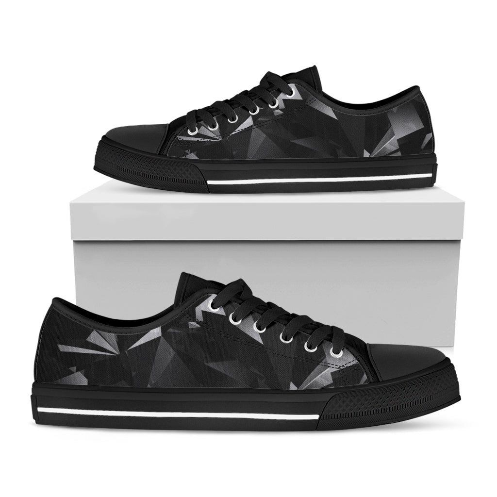Black Diamond Print Black Low Top Sneakers