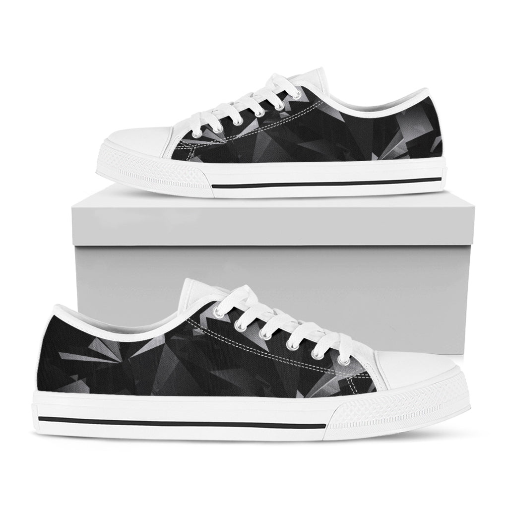 Black Diamond Print White Low Top Sneakers