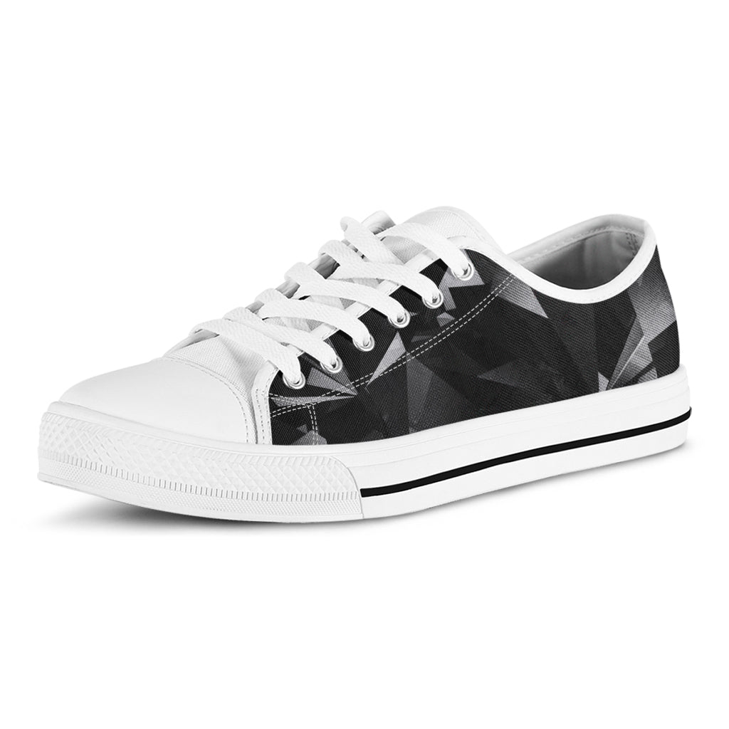 Black Diamond Print White Low Top Sneakers