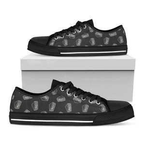Black Doodle Sandwich Pattern Print Black Low Top Sneakers