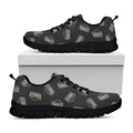 Black Doodle Sandwich Pattern Print Black Running Shoes