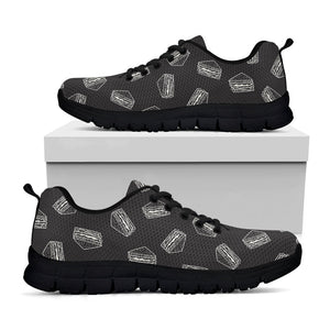 Black Doodle Sandwich Pattern Print Black Running Shoes