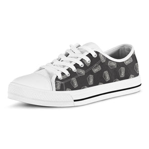 Black Doodle Sandwich Pattern Print White Low Top Sneakers