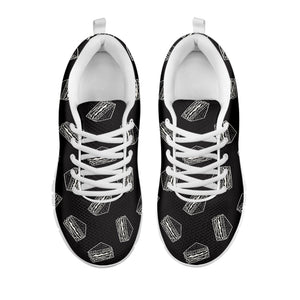 Black Doodle Sandwich Pattern Print White Running Shoes