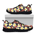 Black Fried Egg And Bacon Pattern Print Black Running Shoes