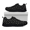Black Geometric Cube Shape Pattern Print Black Running Shoes