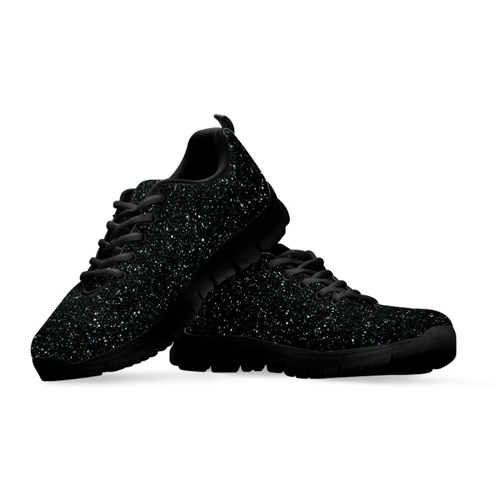 Black (NOT Real) Glitter Print Black Running Shoes