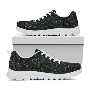 Black (NOT Real) Glitter Print White Running Shoes
