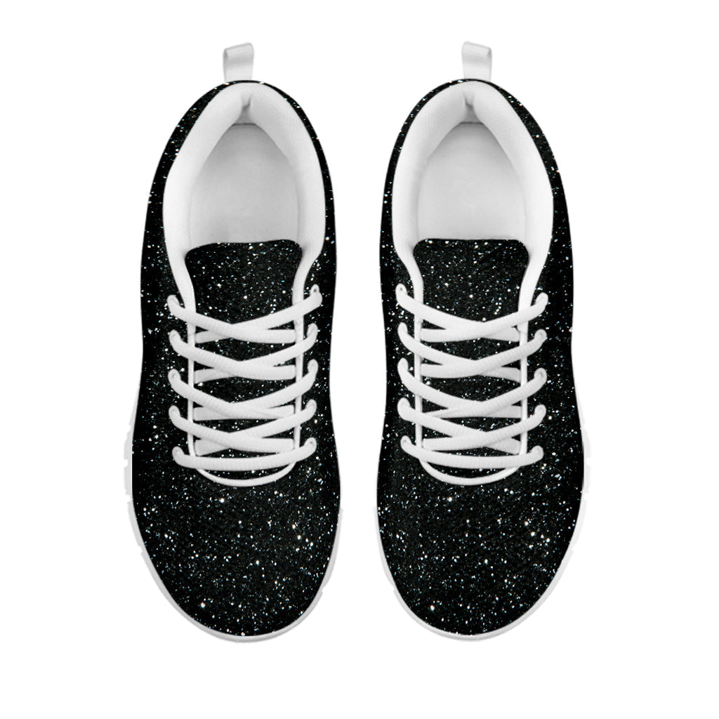 Black (NOT Real) Glitter Print White Running Shoes
