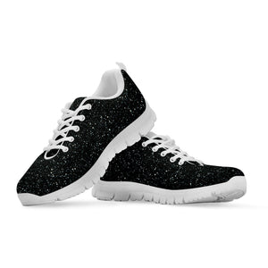 Black (NOT Real) Glitter Print White Running Shoes