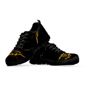 Black Gold Marble Print Black Running Shoes