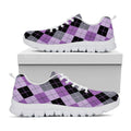 Black Grey And Violet Argyle Print White Running Shoes