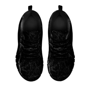 Black Grey Dark Marble Print Black Running Shoes