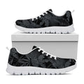 Black Palm Leaf Aloha Pattern Print White Running Shoes