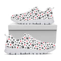 Black Paw And Heart Pattern Print White Running Shoes