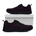 Black Pink And Blue Argyle Pattern Print Black Running Shoes