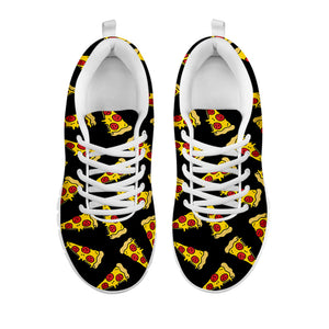 Black Pizza Pattern Print White Running Shoes