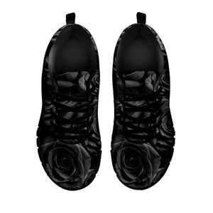 Black Rose Print Black Running Shoes