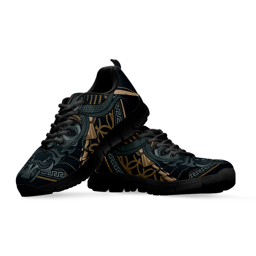 Black Samurai Mask Print Black Running Shoes