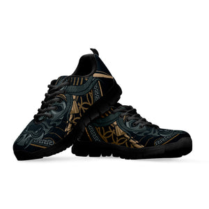Black Samurai Mask Print Black Running Shoes