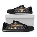 Black Samurai Skull Print Black Low Top Sneakers