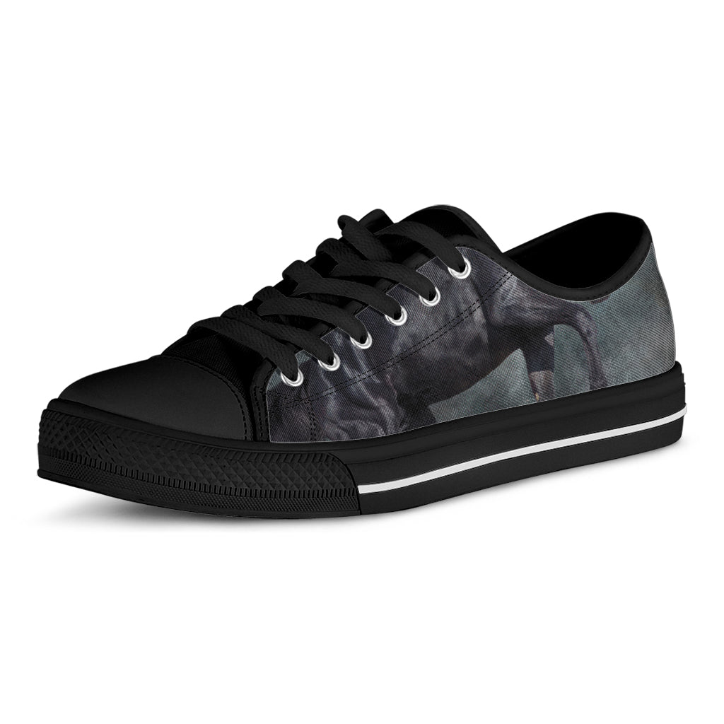 Black Stallion Horse Print Black Low Top Sneakers