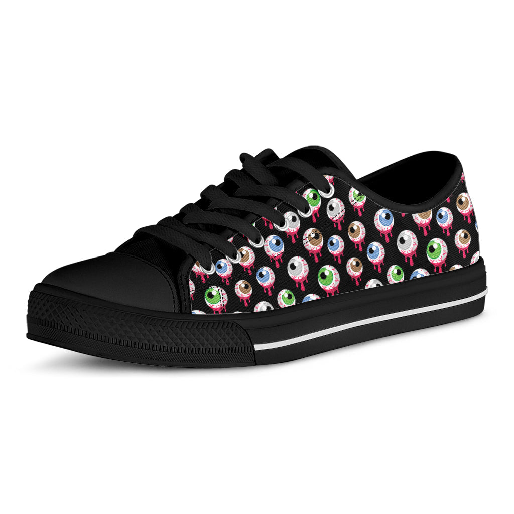 Bloody Eyeball Pattern Print Black Low Top Sneakers