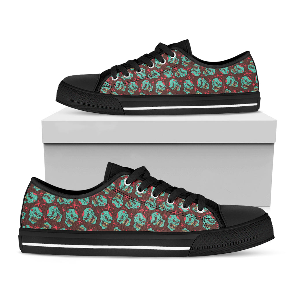Bloody Zombie Pattern Print Black Low Top Sneakers