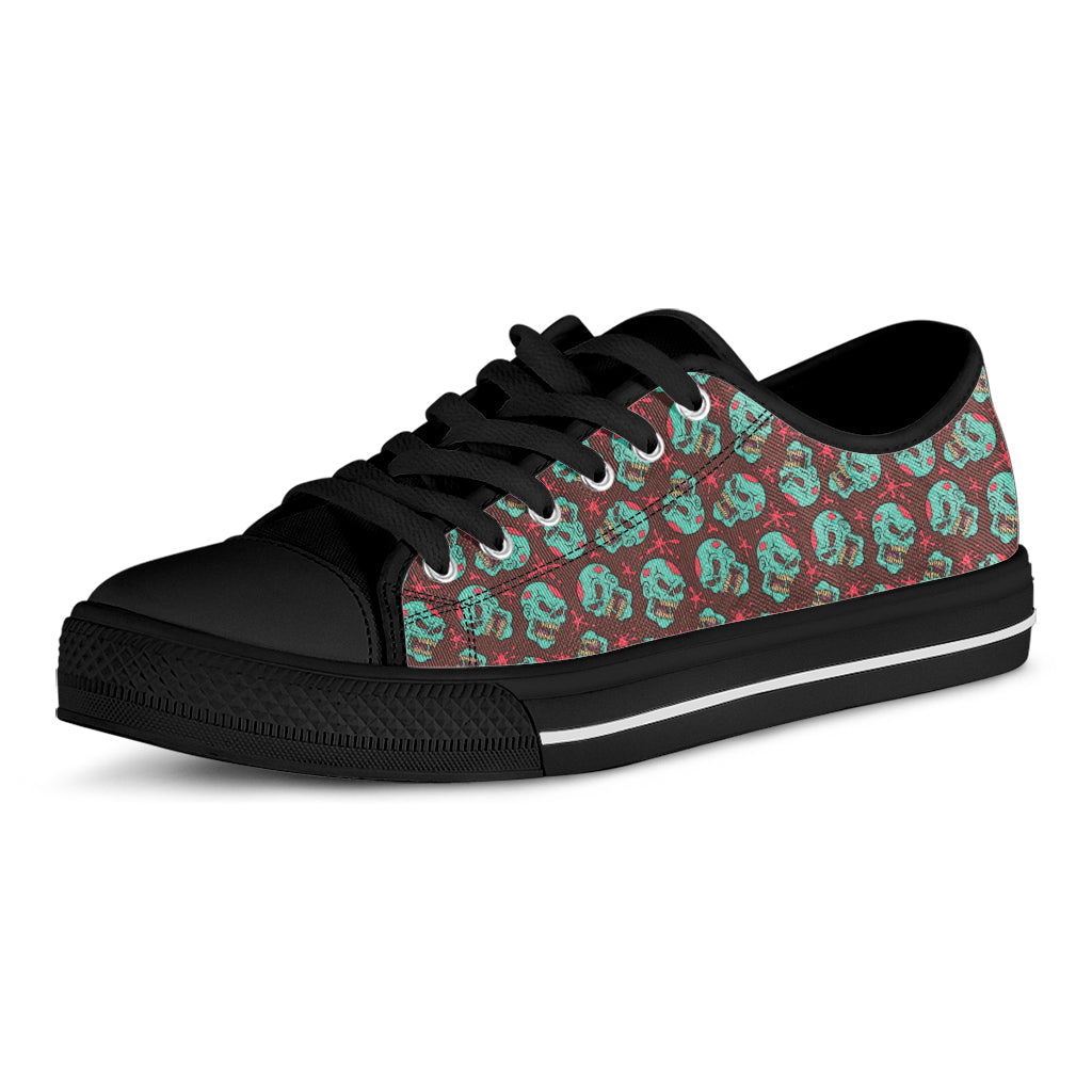 Bloody Zombie Pattern Print Black Low Top Sneakers