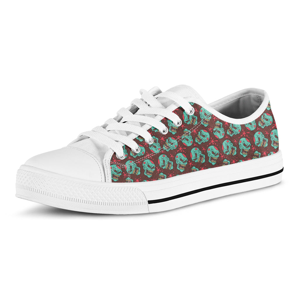 Bloody Zombie Pattern Print White Low Top Sneakers