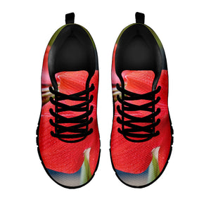 Blooming Amaryllis Print Black Running Shoes