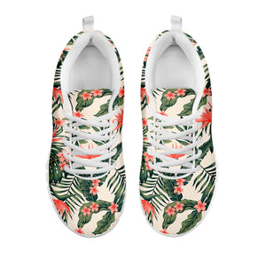 Blossom Tropical Leaves Pattern Print White Running Shoes