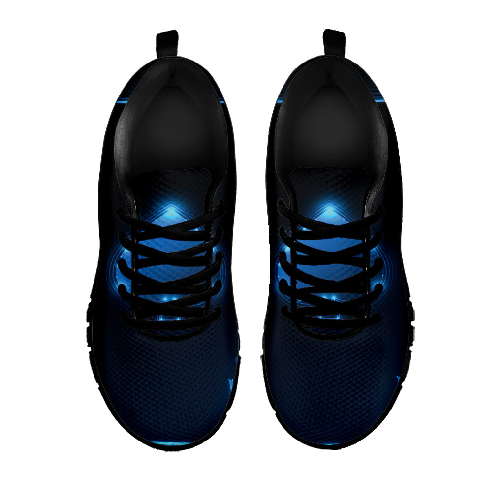 Blue Ace Card Print Black Running Shoes