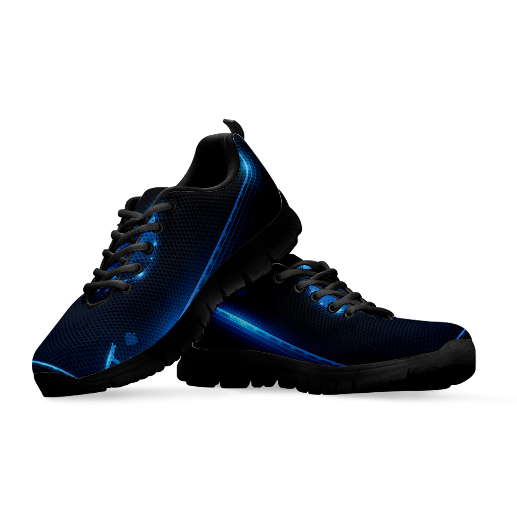 Blue Ace Card Print Black Running Shoes